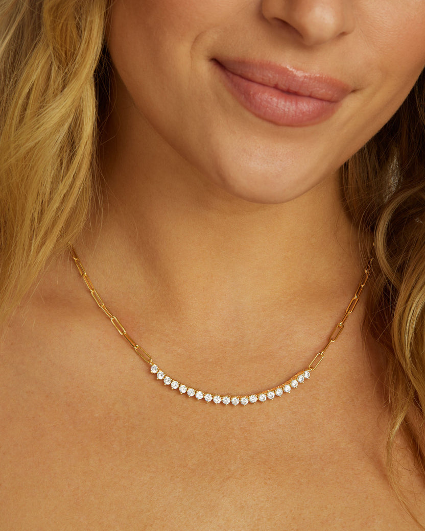 18K Yellow Gold Plated Not Your Basic Samantha Tennis Necklace