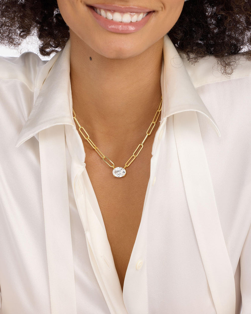 18K Yellow Gold Plated Hello Gorgeous Samantha Chain Necklace
