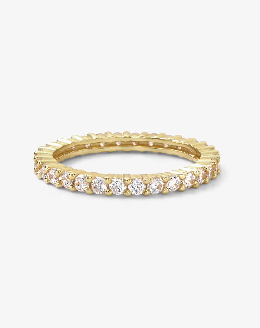 18K Yellow Gold Plated Heiress 2mm Ring Sz 8
