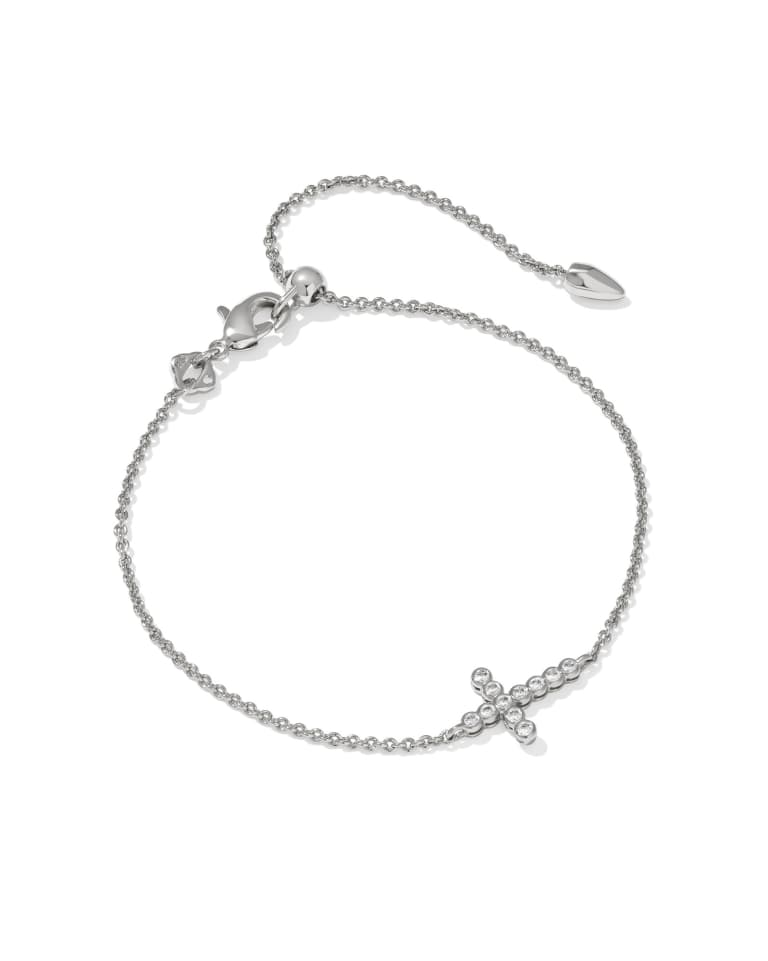 Cross Silver Crystal Delicate Chain Bracelet by Kendra Scott