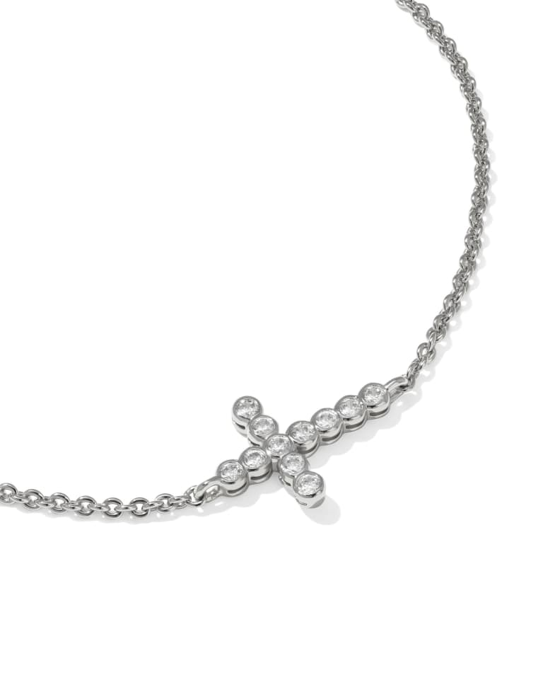 Cross Silver Crystal Delicate Chain Bracelet by Kendra Scott