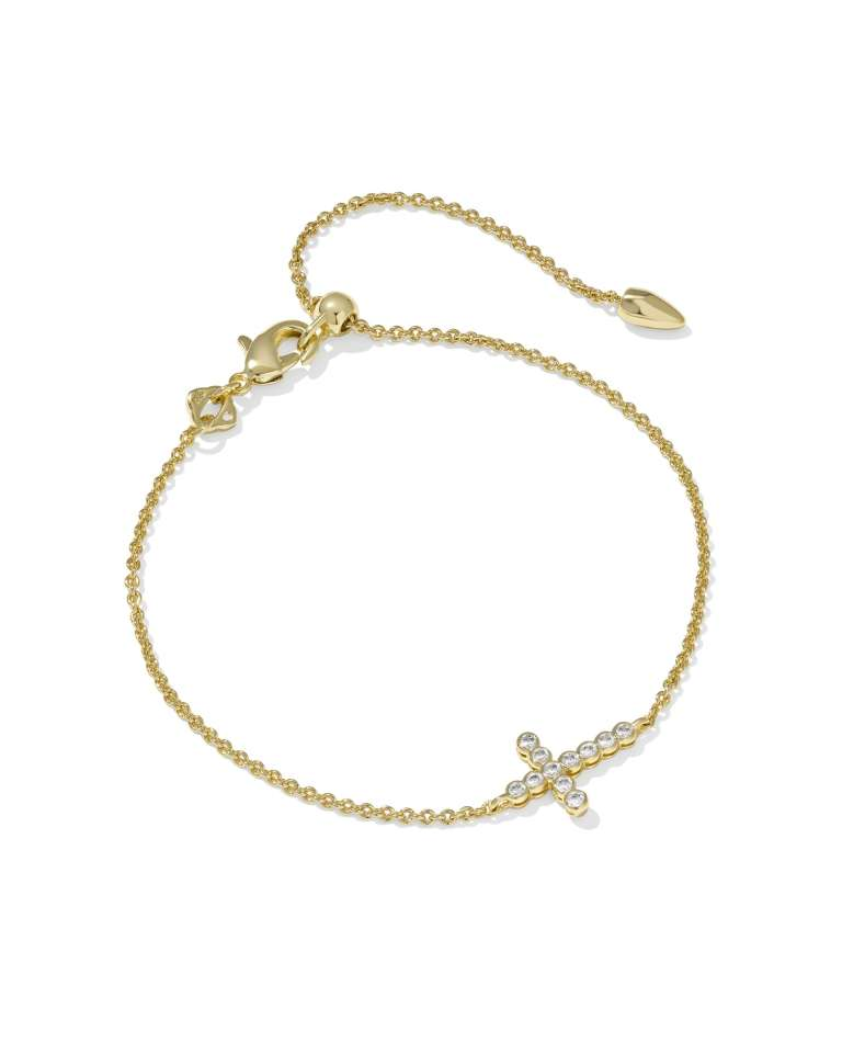 Cross Gold Plated Crystal Delicate Chain Bracelet by Kendra Scott