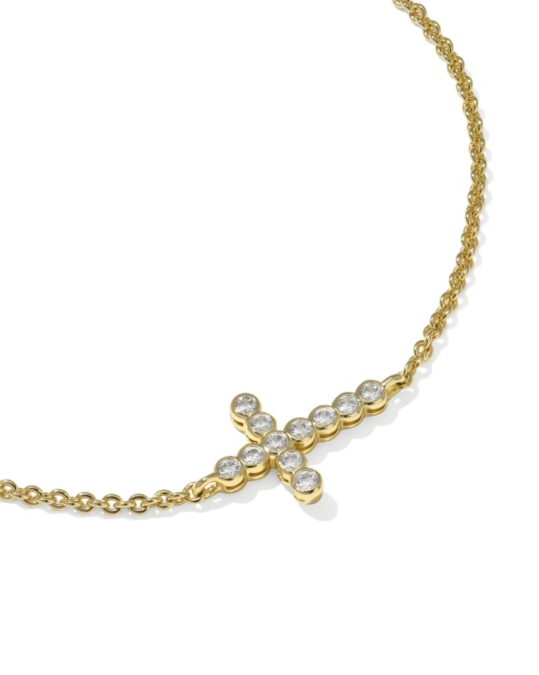 Cross Gold Plated Crystal Delicate Chain Bracelet by Kendra Scott