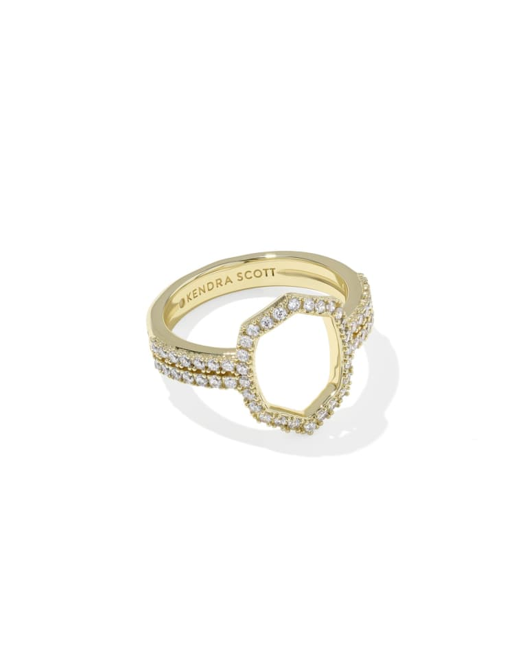 Daphne Pave Gold Plated Cocktail Ring Sz 8 by Kendra Scott
