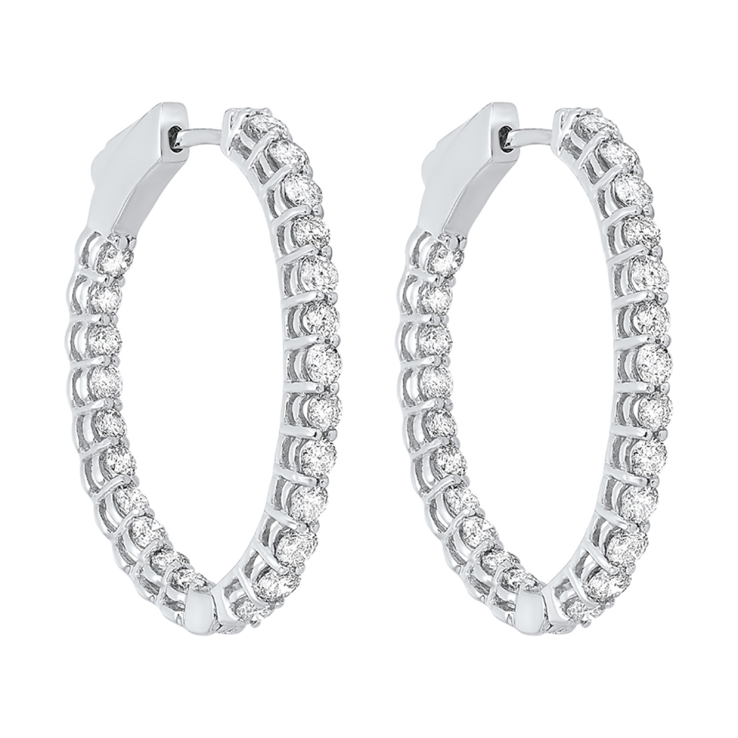 14K White Gold 2.00cttw Diamond Hoop Earrings