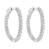 14K White Gold 2.00cttw Diamond Hoop Earrings
