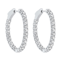 14K White Gold 2.00cttw Diamond Hoop Earrings