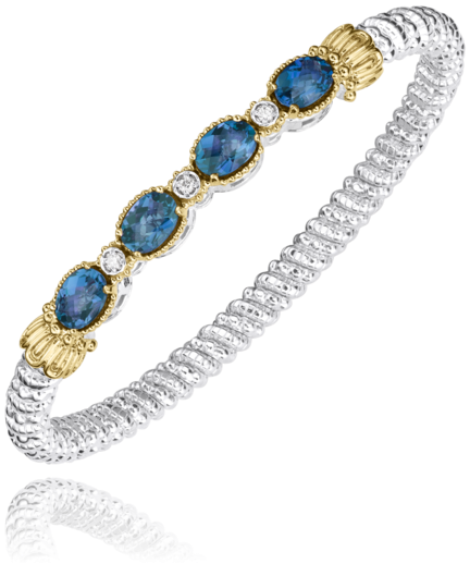 Sterling Silver & 14K Yellow Gold London Blue Topaz & 0.06cttw Diamond Bracelet by Vahan
