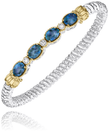 Sterling Silver & 14K Yellow Gold London Blue Topaz & 0.06cttw Diamond Bracelet by Vahan