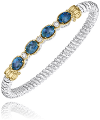 Sterling Silver & 14K Yellow Gold London Blue Topaz & 0.06cttw Diamond Bracelet by Vahan