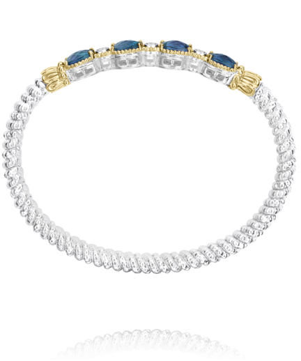 Sterling Silver & 14K Yellow Gold London Blue Topaz & 0.06cttw Diamond Bracelet by Vahan