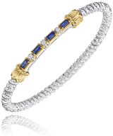 Sterling Silver & 14K Yellow Gold Blue Sapphire & 0.06cttw Diamond Bracelet by Vahan