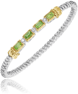 Sterling Silver & 14K Yellow Gold Peridot & 0.06cttw Diamond Bracelet by Vahan