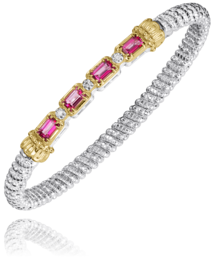 Sterling Silver & 14K Yellow Gold Pink Topaz & 0.06cttw Diamond Bracelet by Vahan