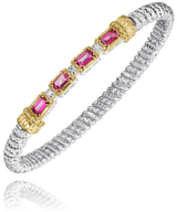 Sterling Silver & 14K Yellow Gold Pink Topaz & 0.06cttw Diamond Bracelet by Vahan