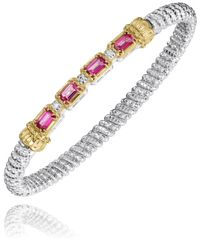 Sterling Silver & 14K Yellow Gold Pink Topaz & 0.06cttw Diamond Bracelet by Vahan