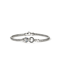 Naga Silver on 3.5mm Slim Chain Bracelet with Treated Black Sapphire Sz M by John Hardy