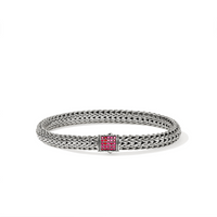 Icon Silver 6.5mm Small Bracelet with Treated Ruby Sz M by John Hardy