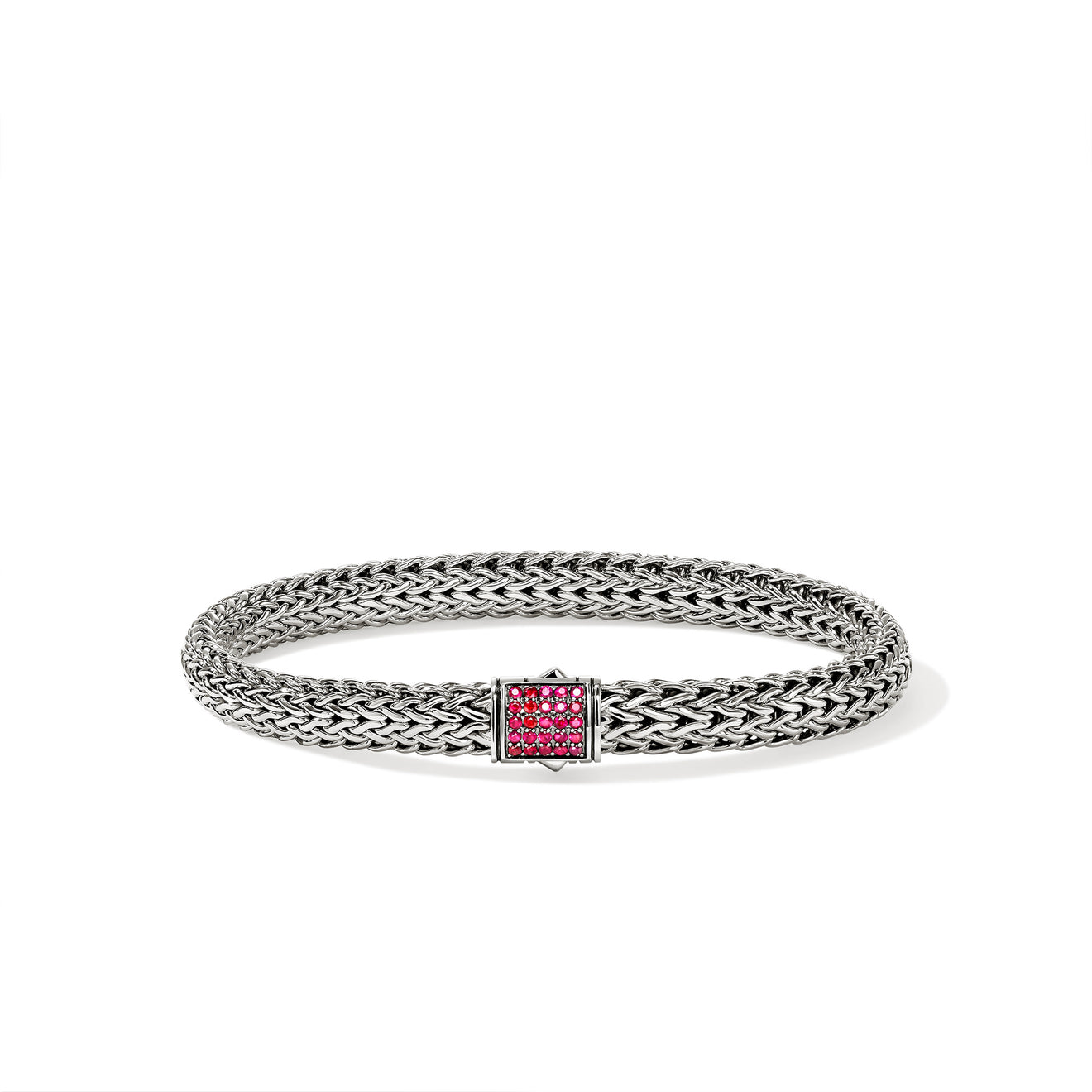 Icon Silver 6.5mm Small Bracelet with Treated Ruby Sz M by John Hardy