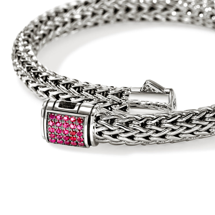 Icon Silver 6.5mm Small Bracelet with Treated Ruby Sz M by John Hardy