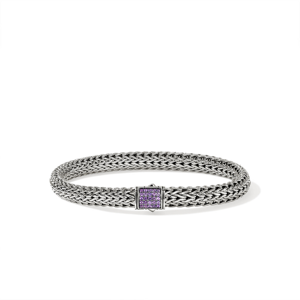 Icon Silver 6.5mm Small Bracelet with Amethyst Sz M by John Hardy