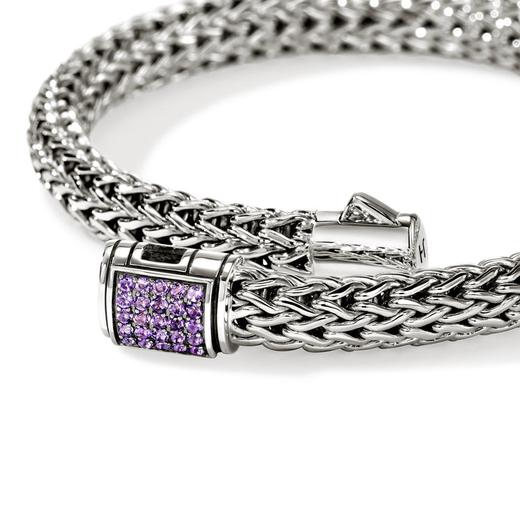 Icon Silver 6.5mm Small Bracelet with Amethyst Sz M by John Hardy