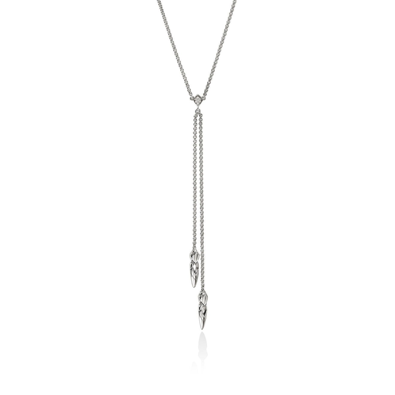 Naga Silver 0.03ct Diamond Y Necklace with 1.5mm Rolo Adjustable Chain by John Hardy