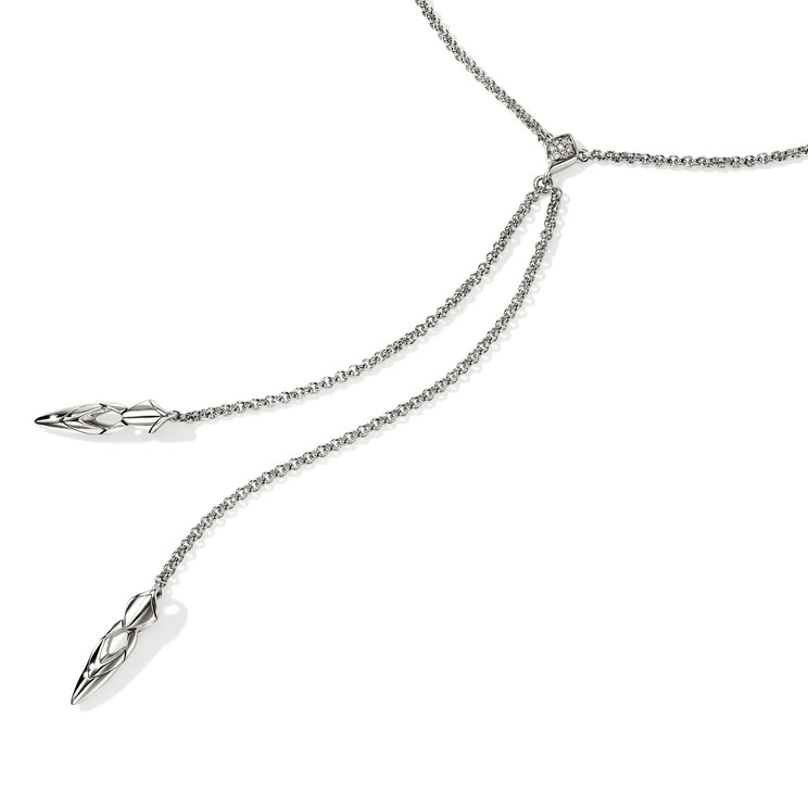 Naga Silver 0.03ct Diamond Y Necklace with 1.5mm Rolo Adjustable Chain by John Hardy