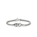 Naga Silver Diamond Pave Slim Chain Bracelet with Blue Sapphire Eyes Sz M by John Hardy