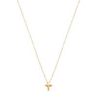 14K Yellow Gold Polished Cross on Cable Chain 18"