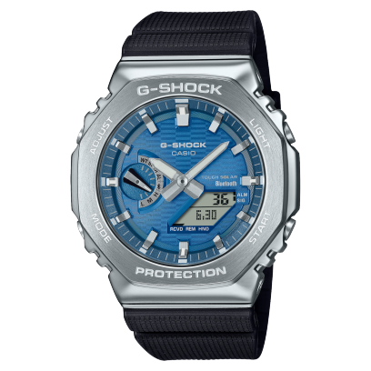 Metal Bezel, Blue Face, & Black Band Watch by G-Shock