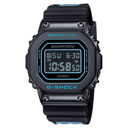Bamford London Black Watch with Aqua Blue Features by G-Shock