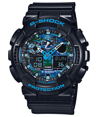 Black Watch with Blue Camouflage Pattern by G-Shock
