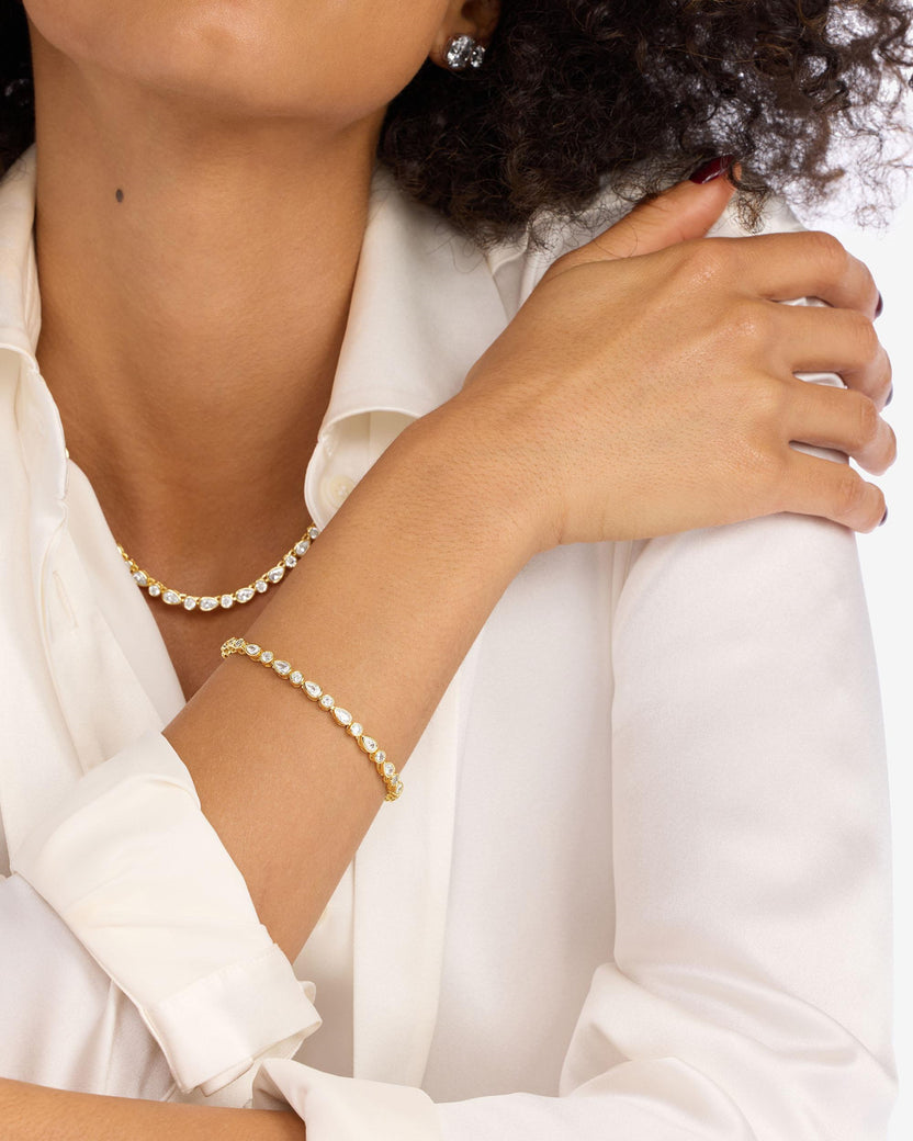 18K Gold Plated Isla Tennis Bracelet with Simulated Diamonds