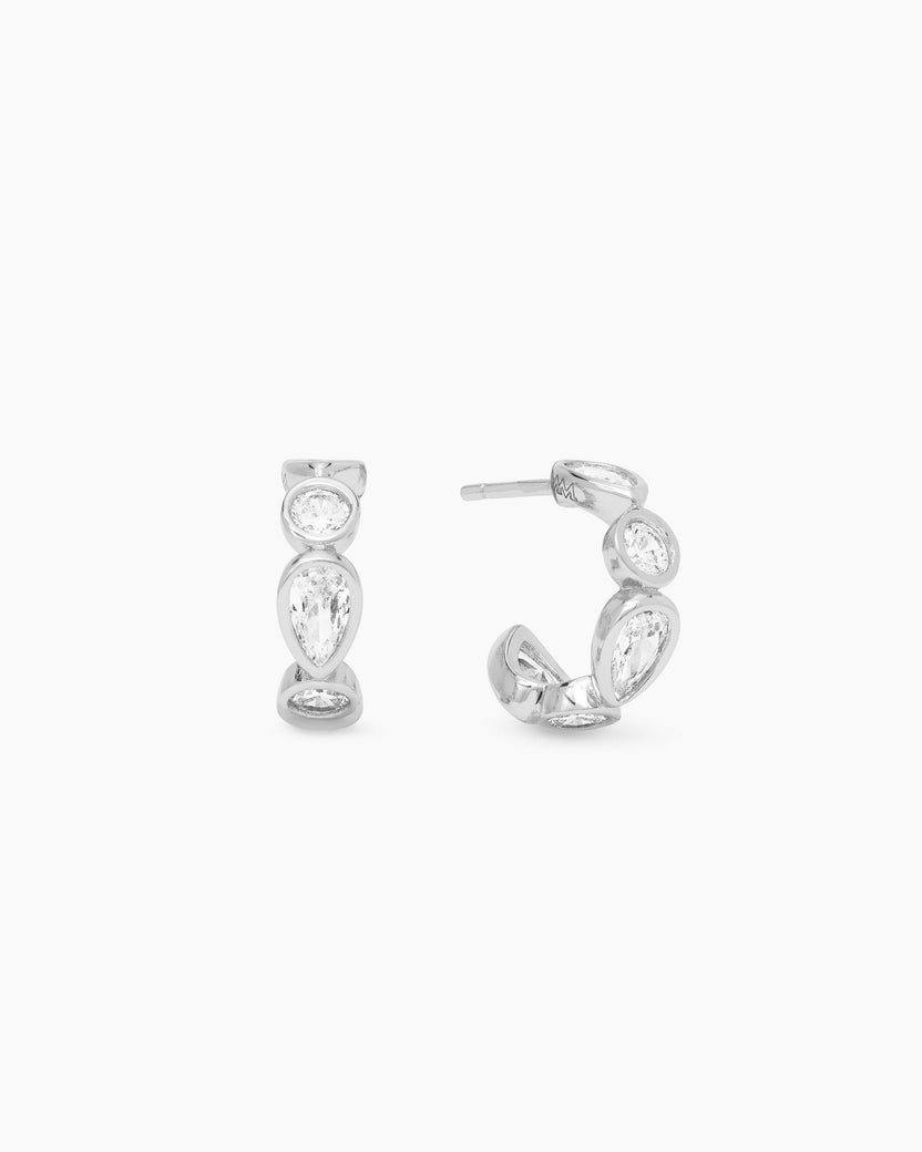 Silver Plated Isla Huggie Earrings with Simulated Diamonds
