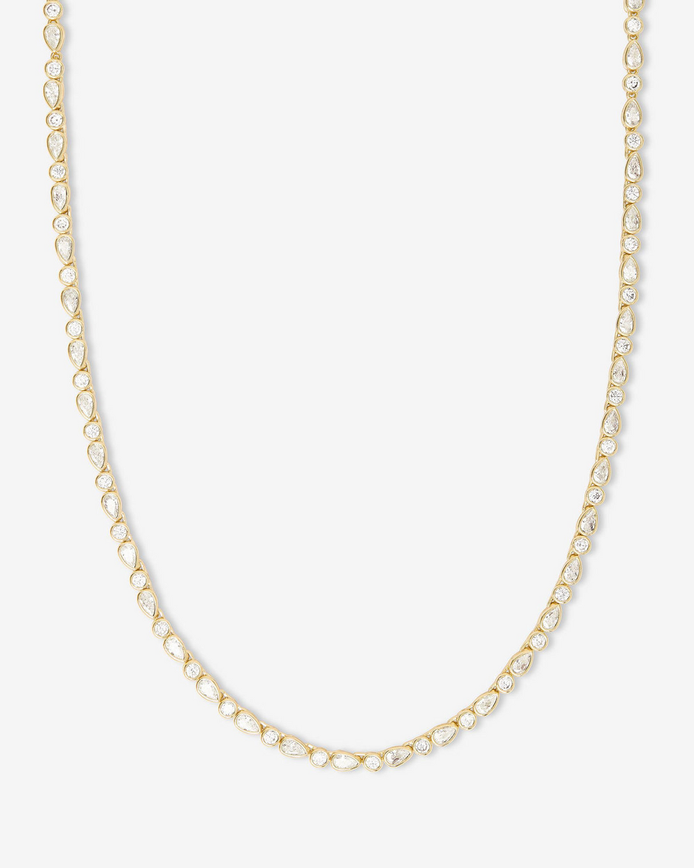 Gold Plated Isla Tennis Necklace 18" with Simulated Diamonds
