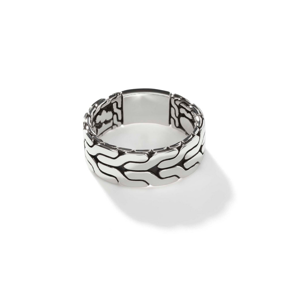 Carved Chain Silver Band Ring 8mm Sz 10 by John Hardy