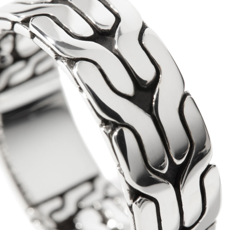 Carved Chain Silver Band Ring 8mm Sz 10 by John Hardy