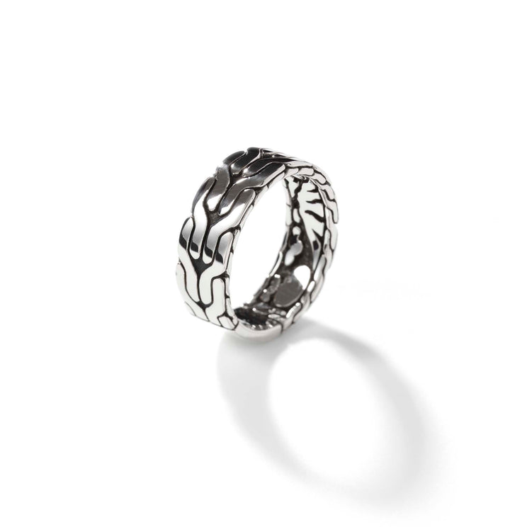 Carved Chain Silver Band Ring 8mm Sz 10 by John Hardy