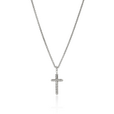 Essentials Spiritual Silver Cross Pendant on 1.5mm Rolo Chain Sz 16-18 by John Hardy