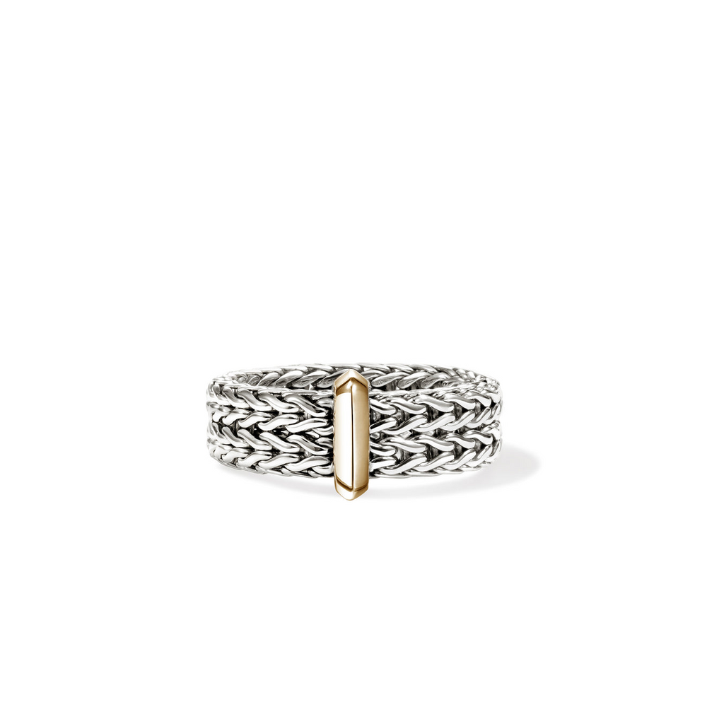 Icon Link 14K Gold & Silver 6mm Band Ring Sz 7 by John Hardy