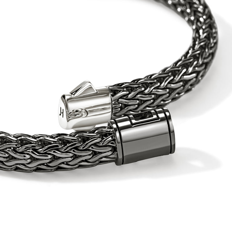 Icon Silver 6.5mm Small Bracelet with Pusher Clasp with Black Rhodium by John Hardy