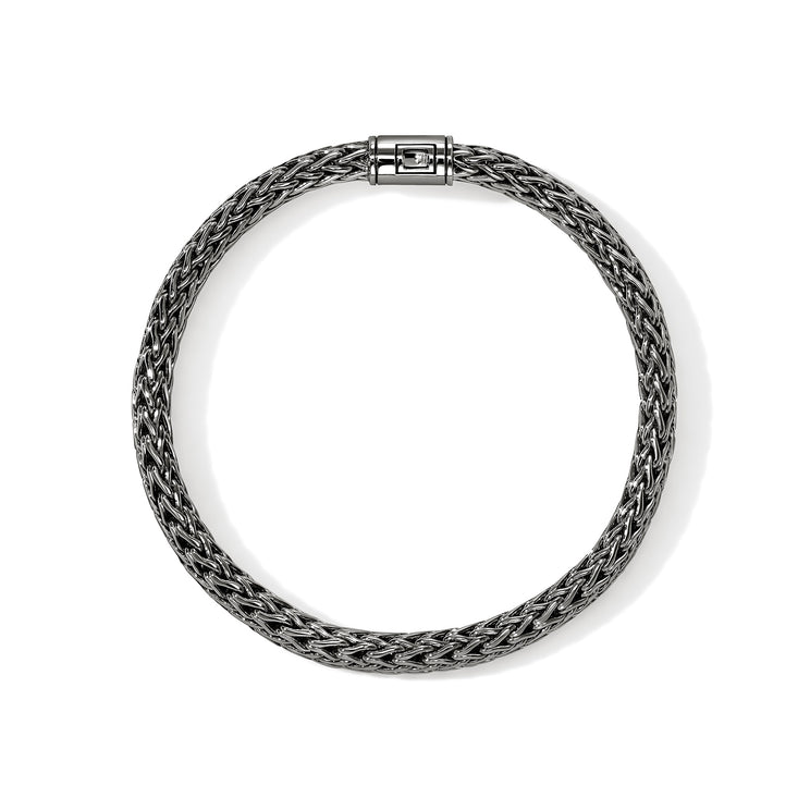 Icon Silver 6.5mm Small Bracelet with Pusher Clasp with Black Rhodium by John Hardy