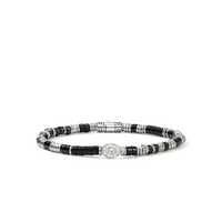 JH Lovestruck Heishi Silver Oval 1ct LAB GROWN Diamond 4mm Treated Black Onyx Beads Bracelet Sz XL by John Hardy