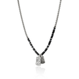Heishi Silver Tag Pendant Necklace with 4mm Treated Black Onyx & Hematite Beads by John Hardy