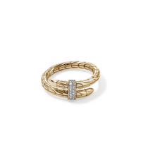 Spear 14K Yellow Gold 0.08cttw Diamond Pave Single Wrap Ring by John Hardy Sz 6