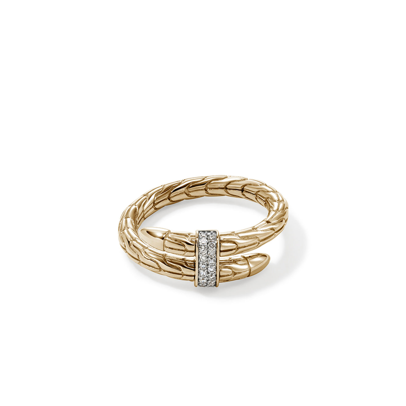 Spear 14K Yellow Gold 0.08cttw Diamond Pave Single Wrap Ring by John Hardy Sz 6