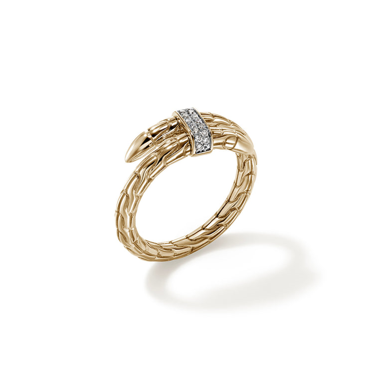 Spear 14K Yellow Gold 0.08cttw Diamond Pave Single Wrap Ring by John Hardy Sz 6