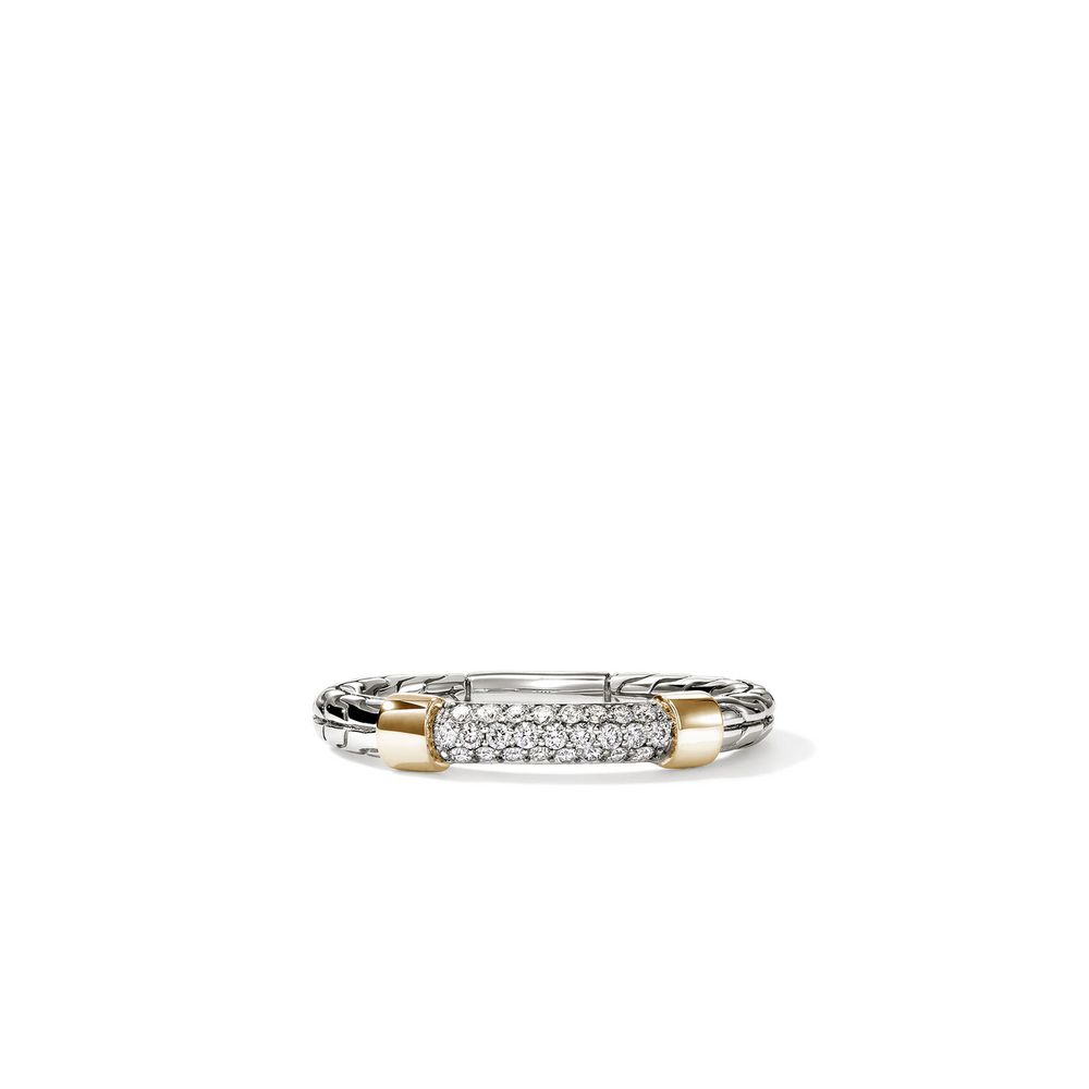 JH Essentials 14K Gold & Silver 0.20cttw Diamond Pave Ring Sz 7 by John Hardy