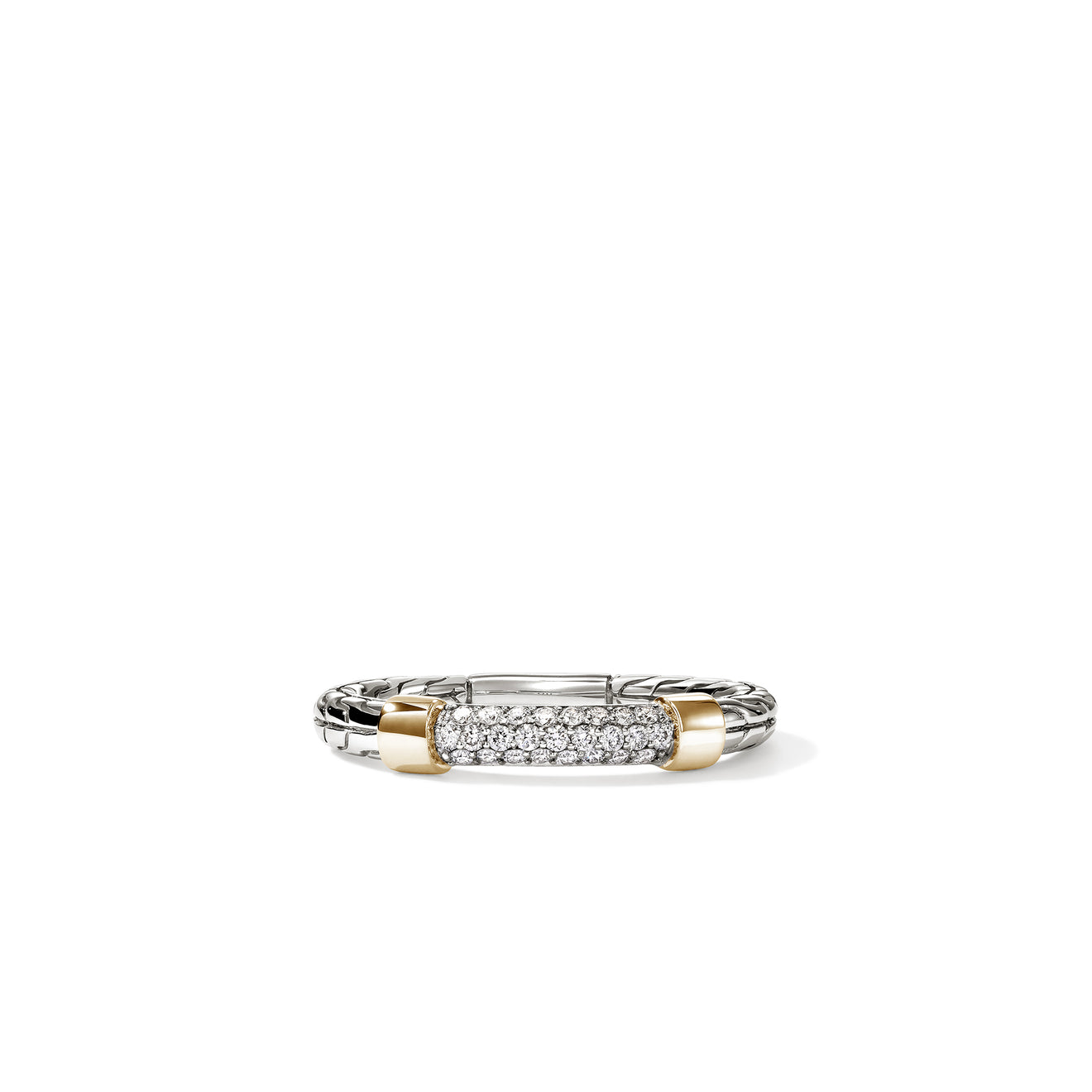 JH Essentials 14K Gold & Silver 0.20cttw Diamond Pave Ring Sz 7 by John Hardy
